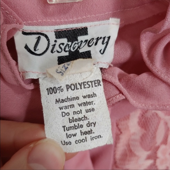 Vintage Dusty Rose Chiffon Lace Ruffle Dress - Picture 8 of 8